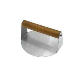DKD Home Decor Utensilio Smash Hamburguesa Inox Acacia 14x14x7,5 cm