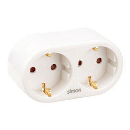 Simon Adaptador doble frontal schuko 2p+t 16a 250v~, blanco