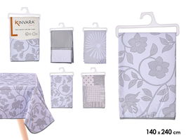 Kinvara Mantel Rectangular Plástico Estampado Colores Fríos Desplegado 140 x 240 cm (Set de 24)