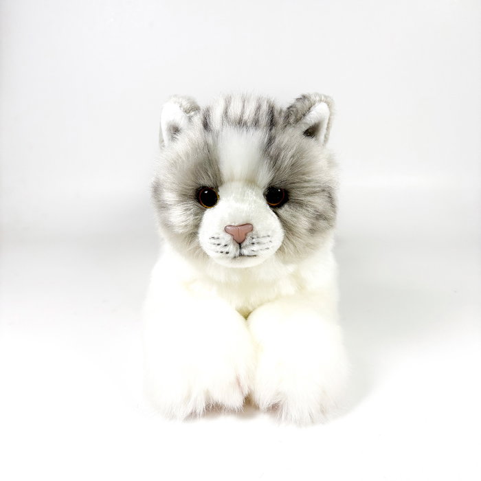 Deqube Peluche Gato Gris Y Blanco Tumbado 25Cm 939D00300 Bocalan