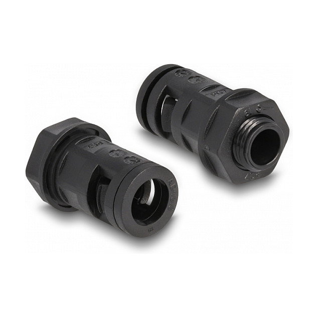 DeLOCK Funda Protectora de Cable 2 m x 10 mm con 2 x Conector PG7, Negro