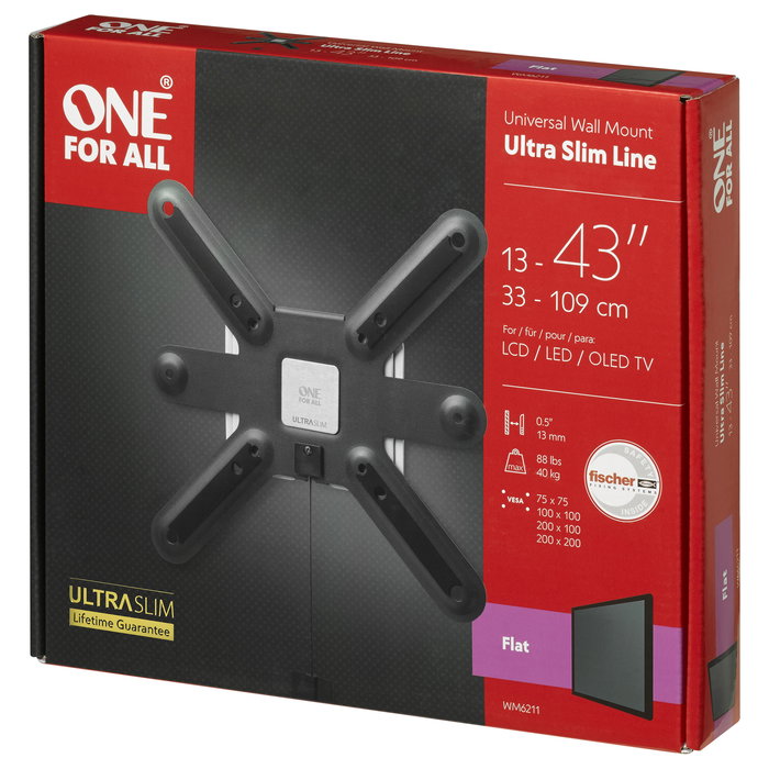 One For All Soporte de Pared para TV WM6211 Negro