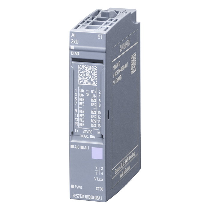 Siemens 6ES7134-6FB00-0BA1 SIMATIC ET 200SP Módulo de entrada analógica AI 2xU Siemens 6ES7134-6FB00-0BA1 SIMATIC ET 200SP Módulo de entrada analógica AI 2xU