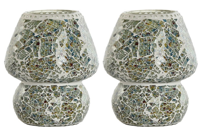 DKD Home Decor Lámpara de Sobremesa de Cristal Craquelado Surtido de 2 Unidades, Verde Menta y Azul Celeste