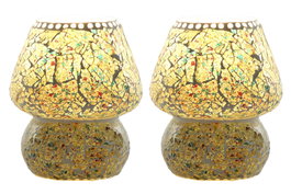 DKD Home Decor Lámpara de Sobremesa de Cristal Craquelado Surtido de 2 Unidades, Verde Menta y Azul Celeste