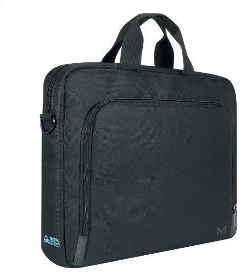 Mobilis TheOne Basic - Maletín para Portátil hasta 14", Negro, Poliéster con 30% Reciclado, Universal, Cremallera, Tirante para Hombro, Toploading