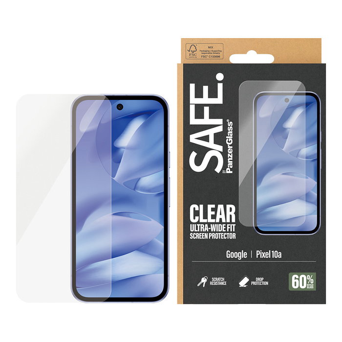 PanzerGlass SAFE. Protector de pantalla Ultra-Wide Fit para Google Pixel 10a 5G