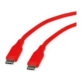 ROLINE 11.02.9121 Cable USB 2.0 Tipo C a C, Silicona, 60W, Rojo, 1 m