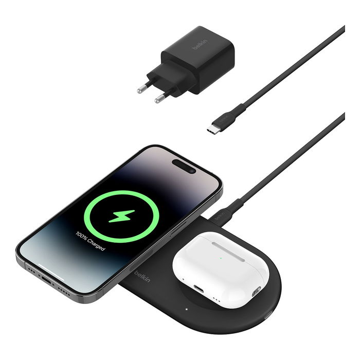 Belkin BOOST CHARGE PRO 2in1 Ladepad Qi2 15 Watt, schwarz | Carga inalámbrica Qi2 de 15W | Base de carga 2 en 1 Belkin BOOST CHARGE PRO 2in1 Ladepad Qi2 15 Watt, schwarz | Carga inalámbrica Qi2 de 15W | Base de carga 2 en 1