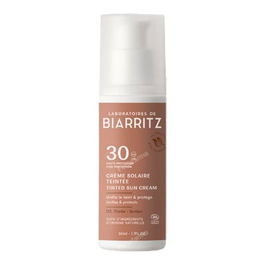 Biarritz Crema Facial Color Dorado SPF 30 con Protección Solar, Bronceado, Hidratación y Antienvejecimiento