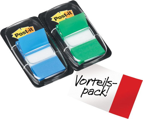 Post-It Pack de 2 dispensadores con 50 marcadores index azul/verde Post-It Pack de 2 dispensadores con 50 marcadores index azul/verde