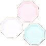 Party Time Juego De 6 Platos Desechable Party Time 25 cm Hexagonal Colores Surtidos Con Ribete Dorado