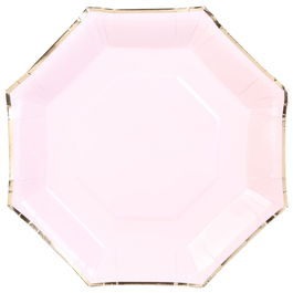 Party Time Juego De 6 Platos Desechable Party Time 25 cm Hexagonal Colores Surtidos Con Ribete Dorado