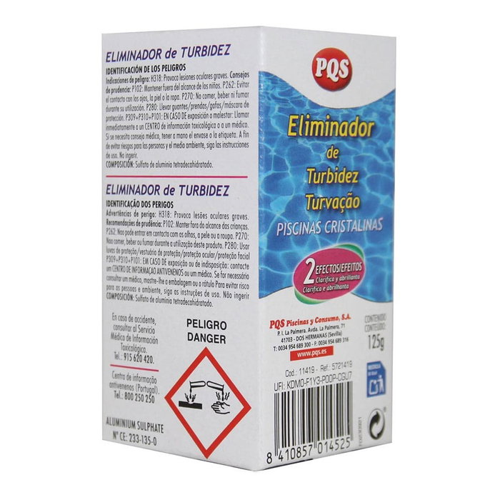 PQS - Eliminador de Turbidez para Piscina, Clarificante, Abrillantador de Agua, 125 g