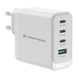 Conceptronic ALTHEA22W100 Cargador GaN 100W 4 Puertos (3x USB-C, 1x USB-A) Blanco