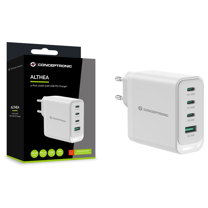 Conceptronic Althea22W100 Cargador de Pared 100W Blanco Conceptronic Althea22W100 Cargador de Pared 100W Blanco