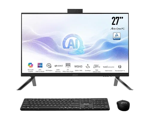 MSI All-in-One AM273Q AI 1UM-055ES, 27" IPS 2560x1440 (WQHD) 100Hz, Intel Ultra 7 155H, Intel Iris Xe Graphics, 32GB DDR5, SSD 1TB, Windows 11 Pro, Negro MSI All-in-One AM273Q AI 1UM-055ES, 27" IPS 2560x1440 (WQHD) 100Hz, Intel Ultra 7 155H, Intel Iris Xe Graphics, 32GB DDR5, SSD 1TB, Windows 11 Pro, Negro