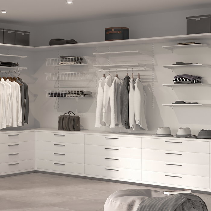 Emuca Lote para 4 estantes con soportes y placas de fijación a pared Jagmet, longitud 230mm, Acero, Pintado blanco