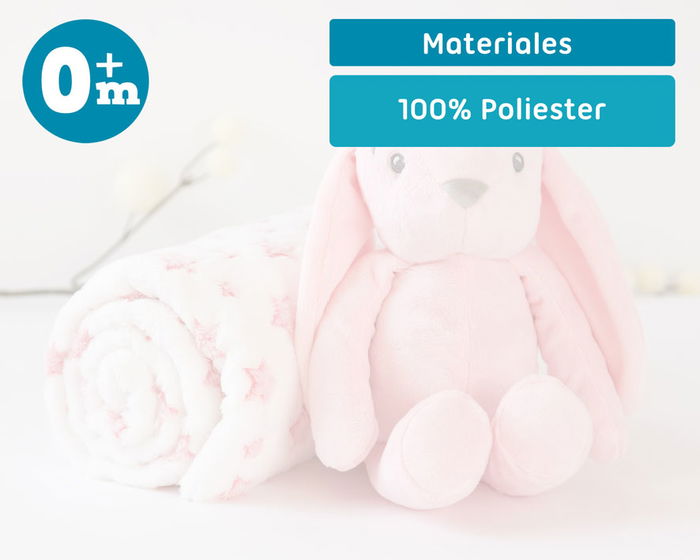 KioKids Conejo De Peluche Rosa Con Mantita De Estrellas Para Bebé Recién Nacido