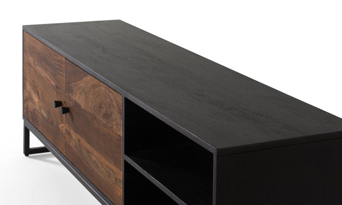 GINER Y COLOMER Mueble TV Palisandro y Mango con Patas Metal Marrón 150 cm