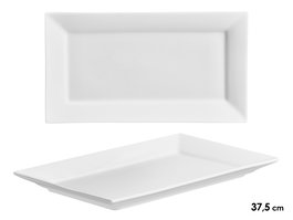 Vessia - Bandeja rectangular de porcelana blanca, 37.5 cm de largo (Set de 12)