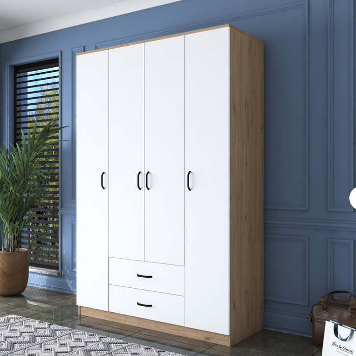 Hanah Home BA112 - 2331 Armario Blanco y Nogal 140x210x51.5cm