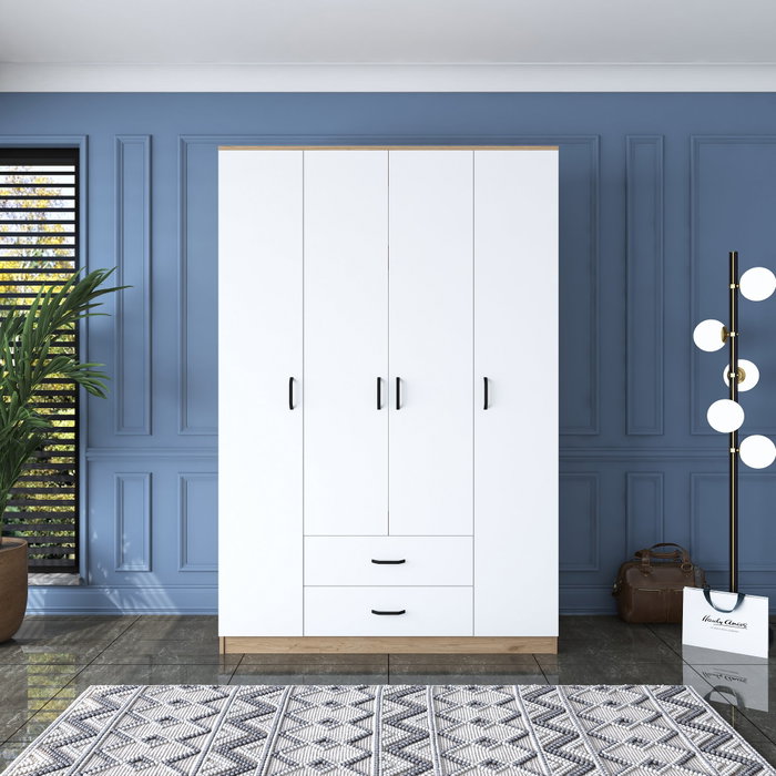 Hanah Home BA112 - 2331 Armario Blanco y Nogal 140x210x51.5cm