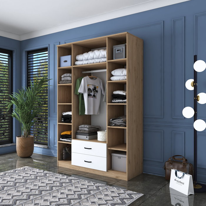 Hanah Home BA112 - 2331 Armario Blanco y Nogal 140x210x51.5cm