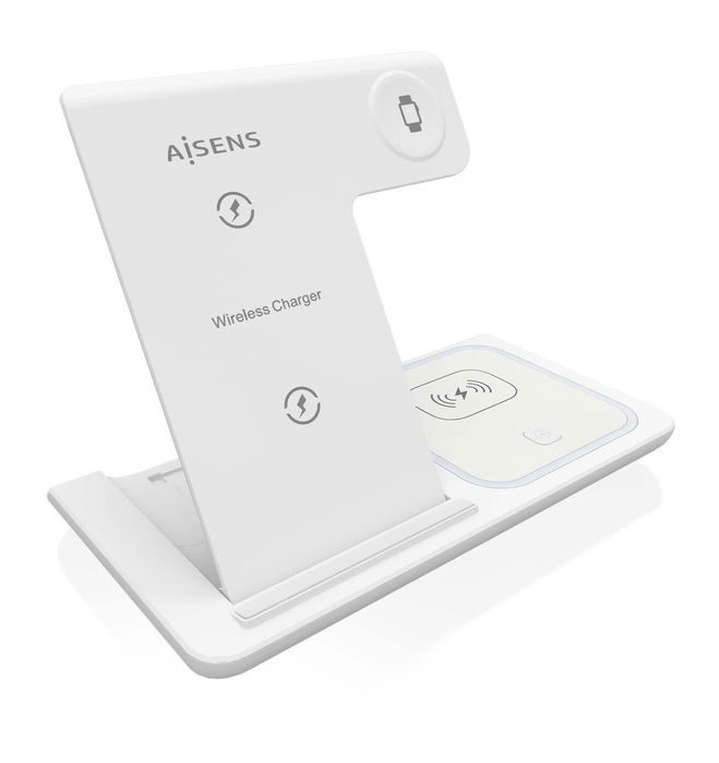 AISENS - CARGADOR INALAMBRICO USB-C 3 EN 1 DE 15W PARA MOVIL, APPLE WATCH, ARICULARES CON ESTUCHE DE CARGA, BLANCO AISENS - CARGADOR INALAMBRICO USB-C 3 EN 1 DE 15W PARA MOVIL, APPLE WATCH, ARICULARES CON ESTUCHE DE CARGA, BLANCO