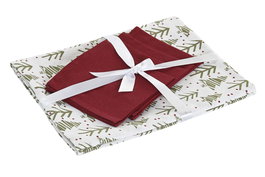 DKD Home Decor Mantel Navidad Alpina Verde Blanco 150 x 150 cm Set de 5 Piezas