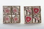 DKD Home Decor Set de 12 Decoraciones Colgantes Navidad Alpina Surtidas de MDF, Colores Marrón y Rojo, Medidas 13x13x2 cm