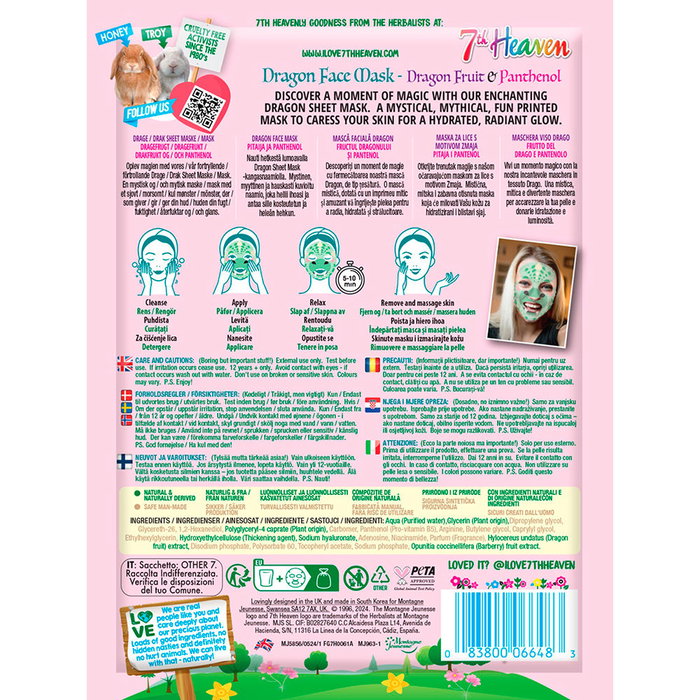 7Th Heaven Mascarilla Facial Dragon Fruta del Dragón y Pantenol 1 Unidad