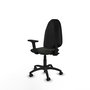 Silla de oficina Algarra con mecanismo Contacto permanente básico tapizada con Tela color Negro. Equipada con Base poliamida negra, Brazos 2D y Ruedas de parqué