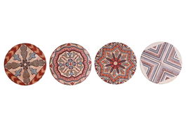 DKD Home Decor Posavasos Árabe Beige Marrón 10.8 x 0.7 x 10.8 cm Set de 4