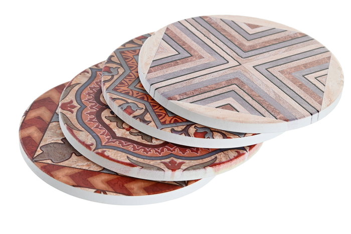 DKD Home Decor Posavasos Árabe Beige Marrón 10.8 x 0.7 x 10.8 cm Set de 4 DKD Home Decor Posavasos Árabe Beige Marrón 10.8 x 0.7 x 10.8 cm Set de 4