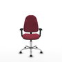 Silla de oficina Algarra con mecanismo Contacto permanente básico tapizada con Tela color Granate. Equipada con Base cromada, Brazos 2D y Ruedas autofrenantes