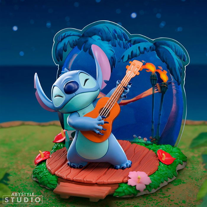 Abystyle Figura Disney Stitch SG Tocando Guitarra y Ukelele con Vinilos - Colección SG Escala 1/10 - Altura 10 cm