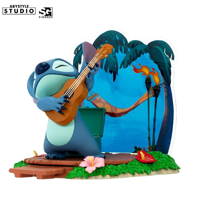 Abystyle Figura Disney Stitch SG Tocando Guitarra y Ukelele con Vinilos - Colección SG Escala 1/10 - Altura 10 cm