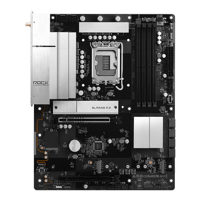 ASRock B860 Rock WiFi 7 ATX - Placa Base Intel LGA 1851 para Core Ultra Series 2, DDR5 8666 MHz, PCIe 5.0, 3x M.2, 2.5G LAN, Bluetooth 5.4 - Retail