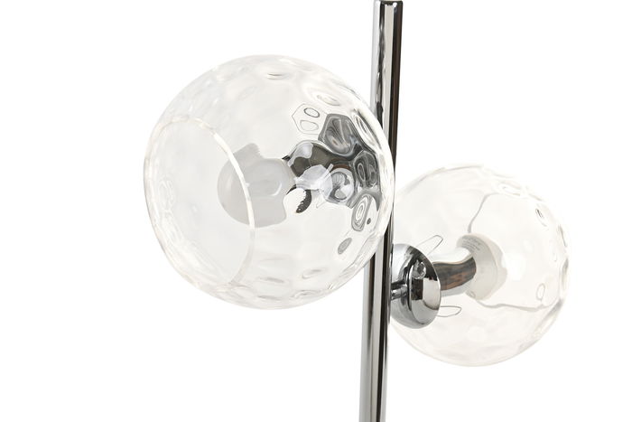 DKD Home Decor Lámpara Sobremesa Glam Plateado Transparente Hierro Cristal Marmol 18 x 60 x 32 cm