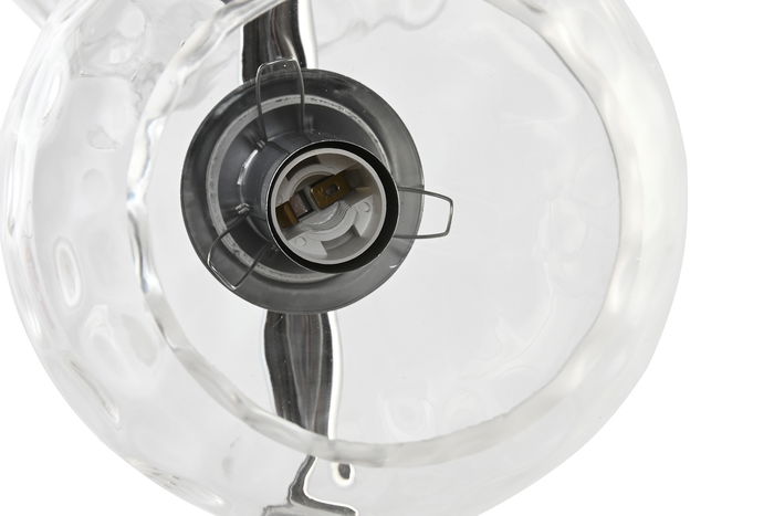 DKD Home Decor Lámpara Sobremesa Glam Plateado Transparente Hierro Cristal Marmol 18 x 60 x 32 cm