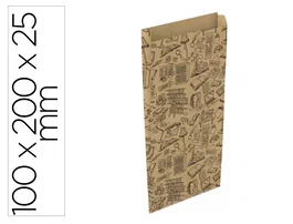 Basika Sobre de Papel Kraft Reciclado con Fuelle Estampado Librería XXS 100x200 mm Paquete de 25 Unidades