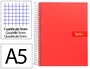 Liderpapel Cuaderno Espiral A5 Tapa Forrada Roja 120 Hojas 90g Cuadro 5mm
