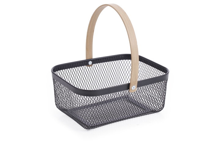 Confortime Cesta Organizadora Rectangular de Metal con Asa de Bambú 23.5 cm x 19 cm x 10.4 cm (12 Unidades) Confortime Cesta Organizadora Rectangular de Metal con Asa de Bambú 23.5 cm x 19 cm x 10.4 cm (12 Unidades)