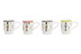DKD Home Decor Set de 4 Tazas de Café Cascanueces Multicolor y Blanco