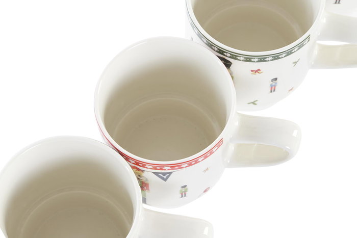 DKD Home Decor Set de 4 Tazas de Café Cascanueces Multicolor y Blanco DKD Home Decor Set de 4 Tazas de Café Cascanueces Multicolor y Blanco