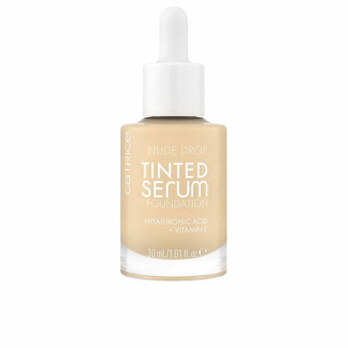 Catrice #010N NUDE DROP Tinted Serum Foundation. Base de Maquillaje Fluida Hidratante con AH & Vit E, Acabado Mate Natural, 30ml.