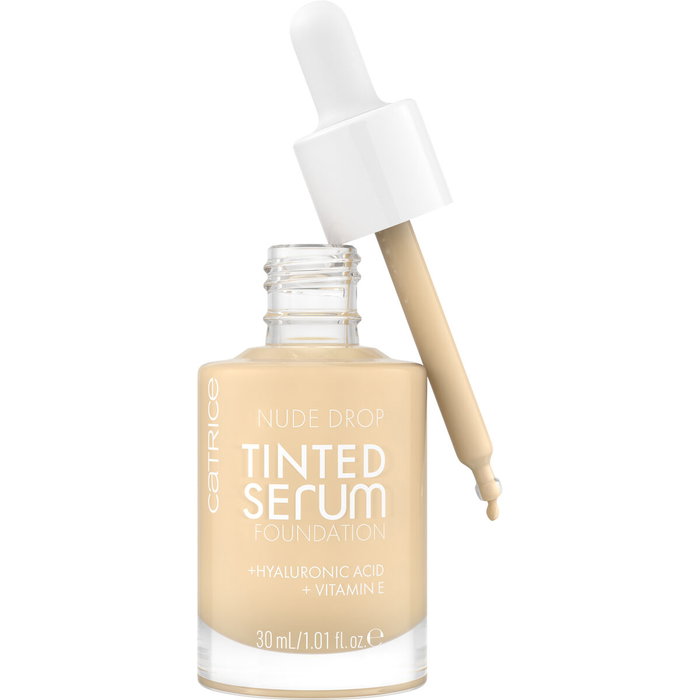 Catrice #010N NUDE DROP Tinted Serum Foundation. Base de Maquillaje Fluida Hidratante con AH & Vit E, Acabado Mate Natural, 30ml.