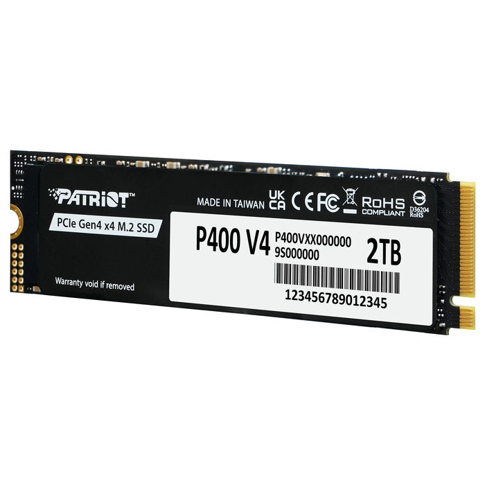 Patriot M.2 SSD 2TB P400 NVMe PCIe 4.0 PS1807 | Velocidad Lectura 6200 MB/s, Escritura 5200 MB/s, Heatsink incluido, factor forma 2280