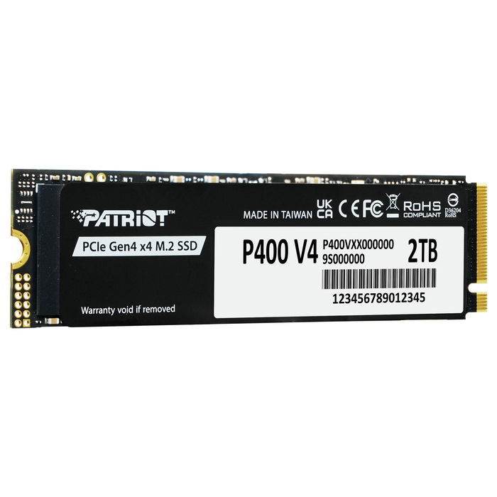 Patriot M.2 SSD 2TB P400 NVMe PCIe 4.0 PS1807 | Velocidad Lectura 6200 MB/s, Escritura 5200 MB/s, Heatsink incluido, factor forma 2280